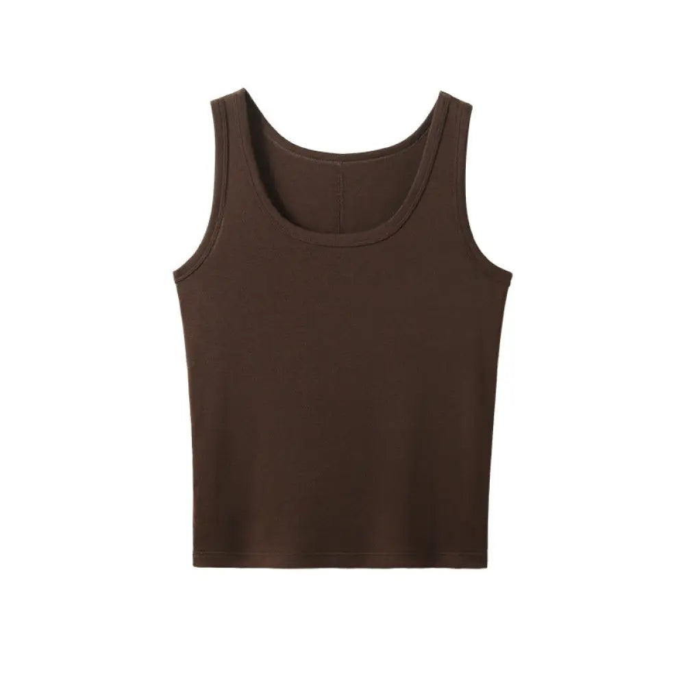 ID1155 6カラー ストラップベスト テンセルウール 女性用 無地 肌触り最高 外出可 インナー 涼感 軽量 通気性 シンプル 上品 ナチュラル リラックス 親肌 薄手 カジュアル デイリー トレンド 洗濯OK ブラウン / M
