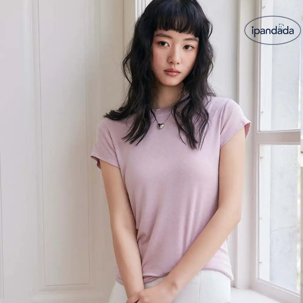 ID1158 6色展開 夏用 テンセルウール 半袖Tシャツ 丸首 シェイプアップ デザイン シームレススリーブ 無地 超快適 吸汗速乾 通気性抜群 軽量 涼感 カジュアル 上品 洗濯OK 薄手 肌触り最高 体型カバー シンプル 清潔感