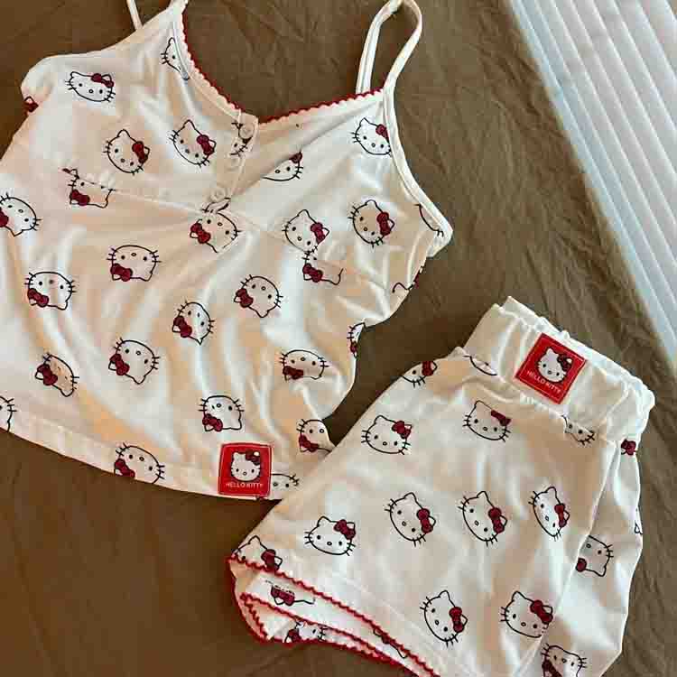 ID621 インスタ風  プリント 可愛い セクシー キャミソール  ショートパンツ セット かわいい ルームウェア シンプル 外出可