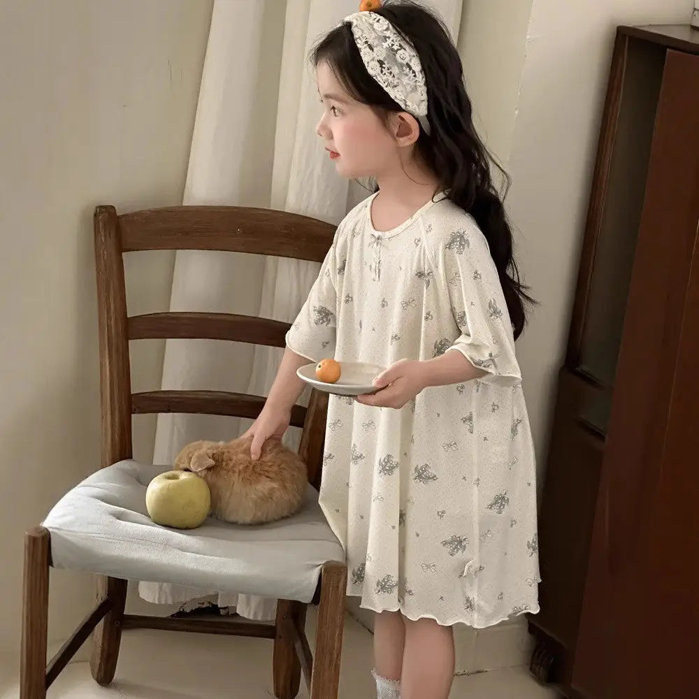 ID665 7カラー キッズ ガールズ ルームウエア ワンピタイプ 半袖 子供服 子供 パジャマ 女の子 ガールズ ベビー 半袖パジャマ ワンピース 部屋着 かわいい おしゃれ 入園 入学 入園グッズ 春 夏 タイプ⑦ / 100cm