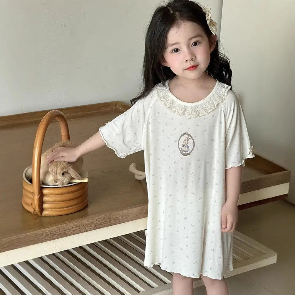 ID665 7カラー キッズ ガールズ ルームウエア ワンピタイプ 半袖 子供服 子供 パジャマ 女の子 ガールズ ベビー 半袖パジャマ ワンピース 部屋着 かわいい おしゃれ 入園 入学 入園グッズ 春 夏 タイプ② / 100cm