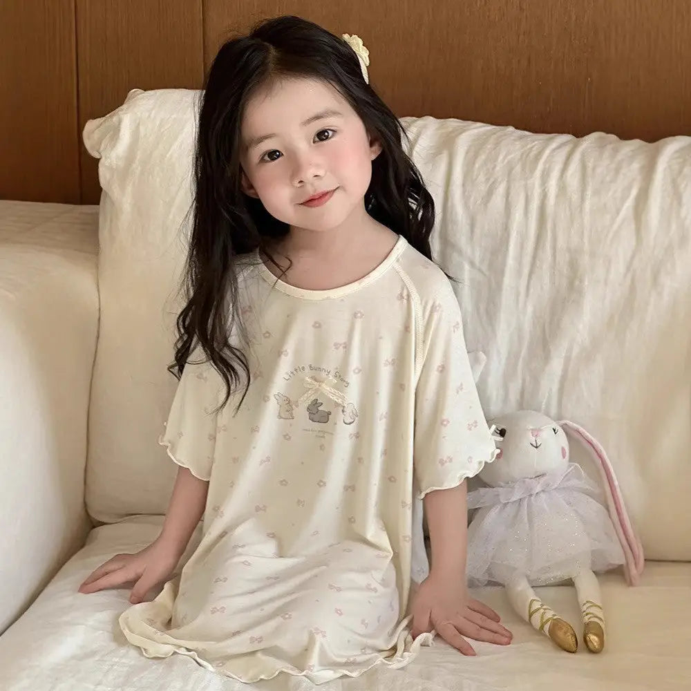 ID665 7カラー キッズ ガールズ ルームウエア ワンピタイプ 半袖 子供服 子供 パジャマ 女の子 ガールズ ベビー 半袖パジャマ ワンピース 部屋着 かわいい おしゃれ 入園 入学 入園グッズ 春 夏 タイプ① / 100cm