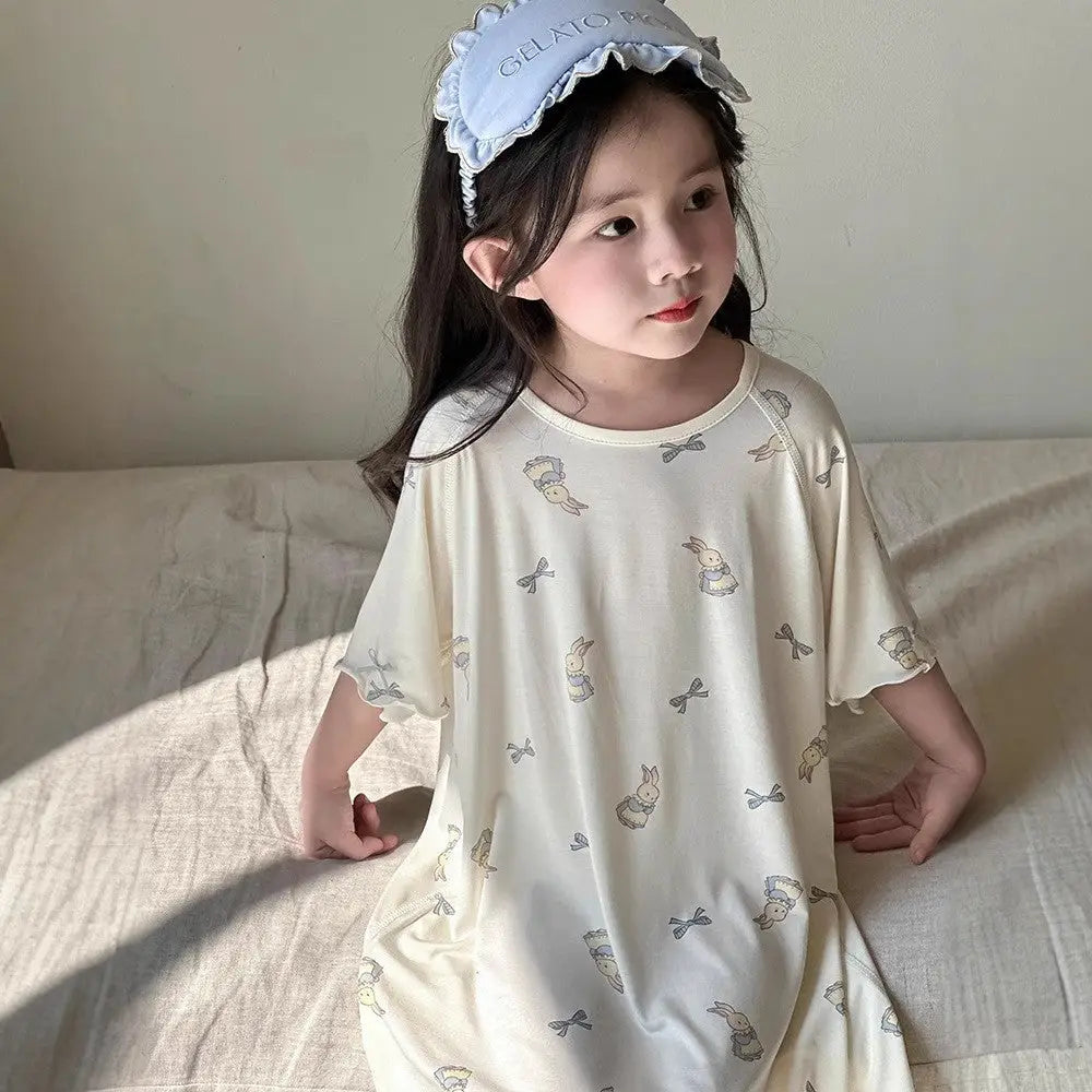 ID665 7カラー キッズ ガールズ ルームウエア ワンピタイプ 半袖 子供服 子供 パジャマ 女の子 ガールズ ベビー 半袖パジャマ ワンピース 部屋着 かわいい おしゃれ 入園 入学 入園グッズ 春 夏 タイプ③ / 100cm