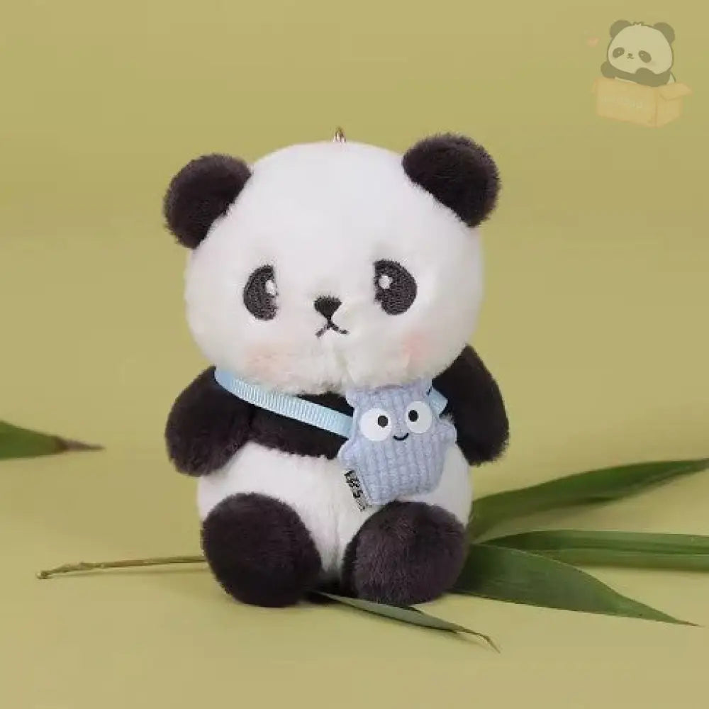 【7色展開】パンダぬいぐるみペンダントふわふわ ブルーバッグのパンダ, フリー/10cm