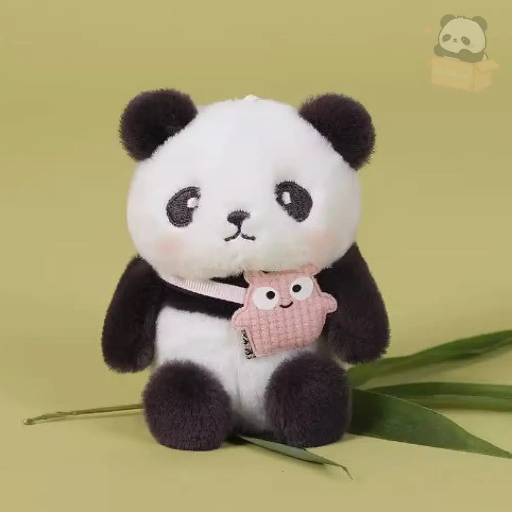 【7色展開】パンダぬいぐるみペンダントふわふわ ピンクバッグのパンダ, フリー/10cm
