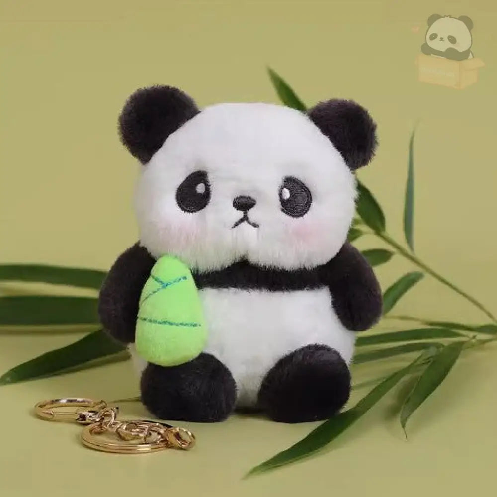 【7色展開】パンダぬいぐるみペンダントふわふわ たけのことパンダ, フリー/10cm