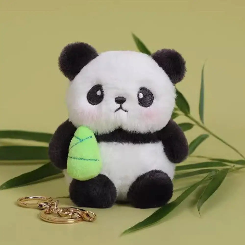 【7色展開】パンダぬいぐるみペンダントふわふわ たけのことパンダ, フリー/10cm