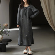 春秋 レディース 綿 長袖 コットン ナイトガウン パッド付き パジャマ ルームウェア 薄手 柔らか 入院 出産 部屋着 寝巻き ID4276