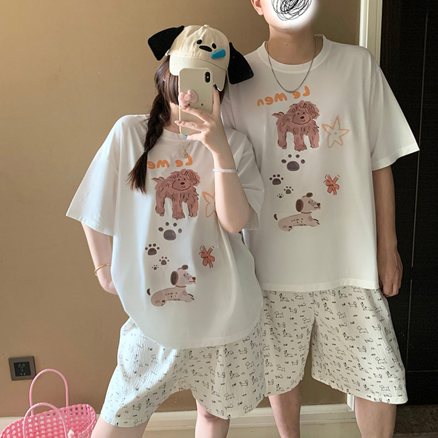 カップル パジャマ レディース 夏 半袖 綿 セット かわいい カートゥーン ミッキー メンズ プルオーバー ルームウェア 肌にやさしい 快適 ゆったり ID4717