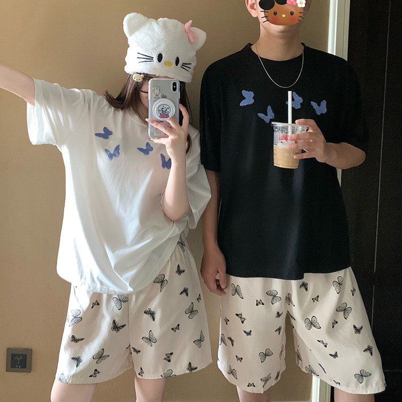 カップル パジャマ レディース 夏 半袖 ショートパンツ セット かわいい カートゥーン ミッキー メンズ プルオーバー ルームウェア 肌にやさしい 快適 ゆったり ID4718