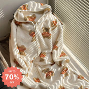 【9色展開】ルームウェア レディース もこもこ 冬 ワンピース パジャマ かわいい 着る毛布 ガウン 長袖 前開き ロング 部屋着 ゆったり くま柄 / フリー（通常版） レディース＞ワンピース