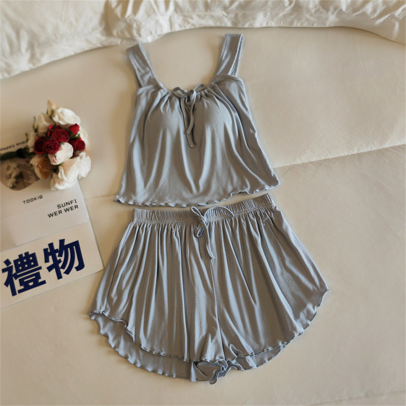 ID684 ナイトブラ 育乳ナイトブラ 多色展開 キャミソール パンツ セットアップ ルームウェア カップ付き 夏 キャミ 部屋着 ナイトブラ一体型 マタニティ パジャマ  寝間着 可愛い