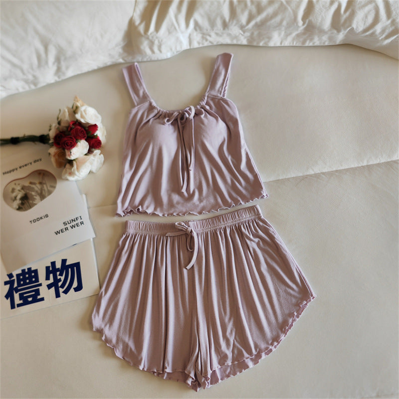 ID684 ナイトブラ 育乳ナイトブラ 多色展開 キャミソール パンツ セットアップ ルームウェア カップ付き 夏 キャミ 部屋着 ナイトブラ一体型 マタニティ パジャマ  寝間着 可愛い