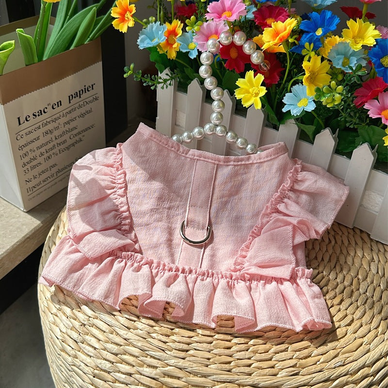 ID722 インスタ風 ペット ベスト リード 装着 可能 胸ベルト デザイン 犬 猫 服 テディ ビション フリーゼ トイ プードル ヨークシャー テリア 小型犬 用