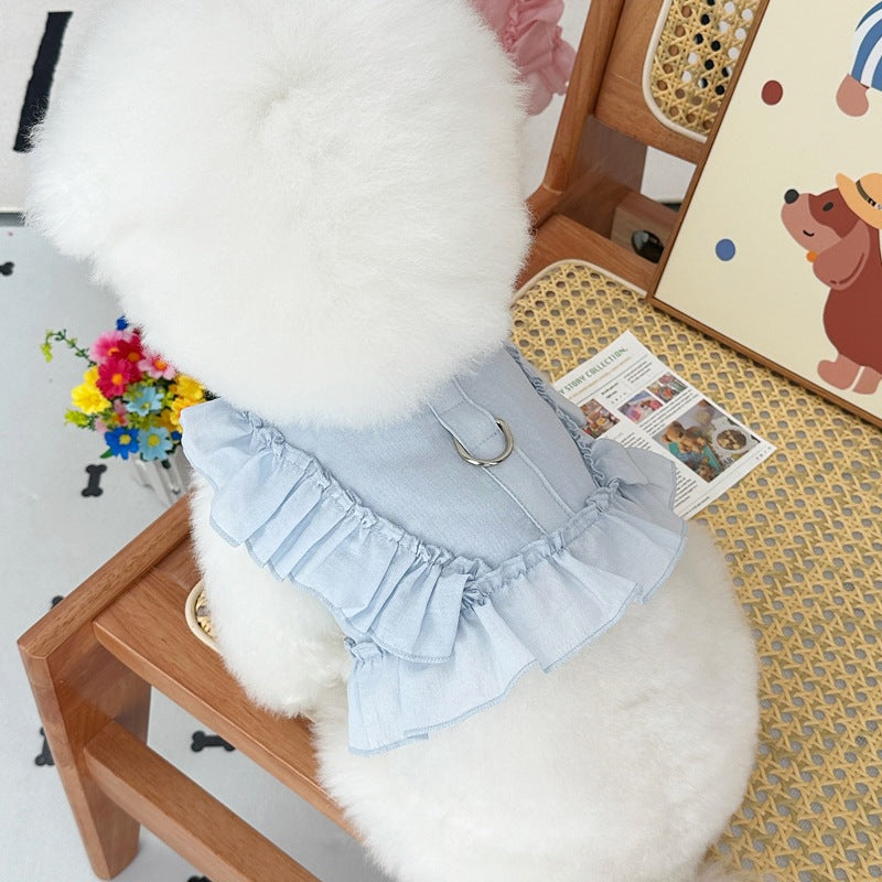 ID722 インスタ風 ペット ベスト リード 装着 可能 胸ベルト デザイン 犬 猫 服 テディ ビション フリーゼ トイ プードル ヨークシャー テリア 小型犬 用