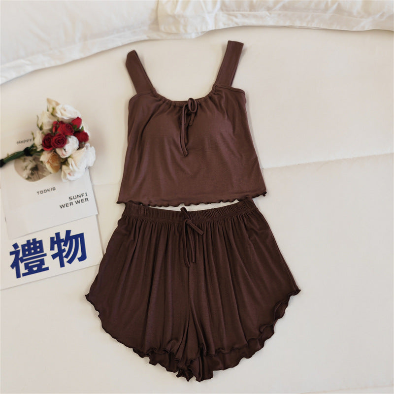 ID684 ナイトブラ 育乳ナイトブラ 多色展開 キャミソール パンツ セットアップ ルームウェア カップ付き 夏 キャミ 部屋着 ナイトブラ一体型 マタニティ パジャマ  寝間着 可愛い