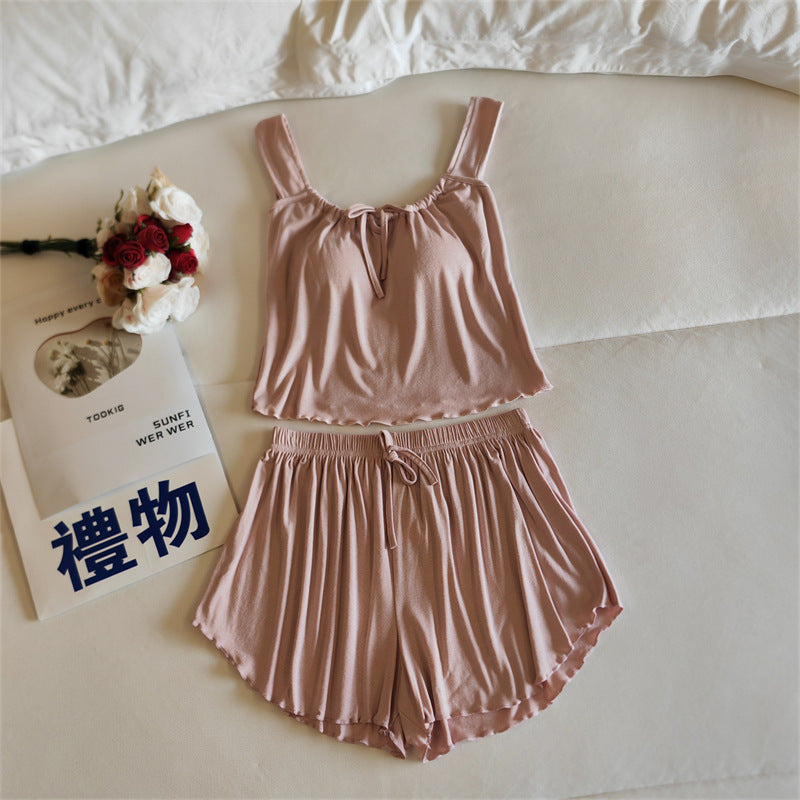 ID684 ナイトブラ 育乳ナイトブラ 多色展開 キャミソール パンツ セットアップ ルームウェア カップ付き 夏 キャミ 部屋着 ナイトブラ一体型 マタニティ パジャマ  寝間着 可愛い
