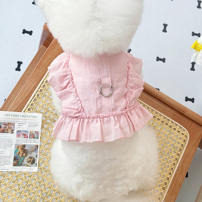 ID722 インスタ風 ペット ベスト リード 装着 可能 胸ベルト デザイン 犬 猫 服 テディ ビション フリーゼ トイ プードル ヨークシャー テリア 小型犬 用
