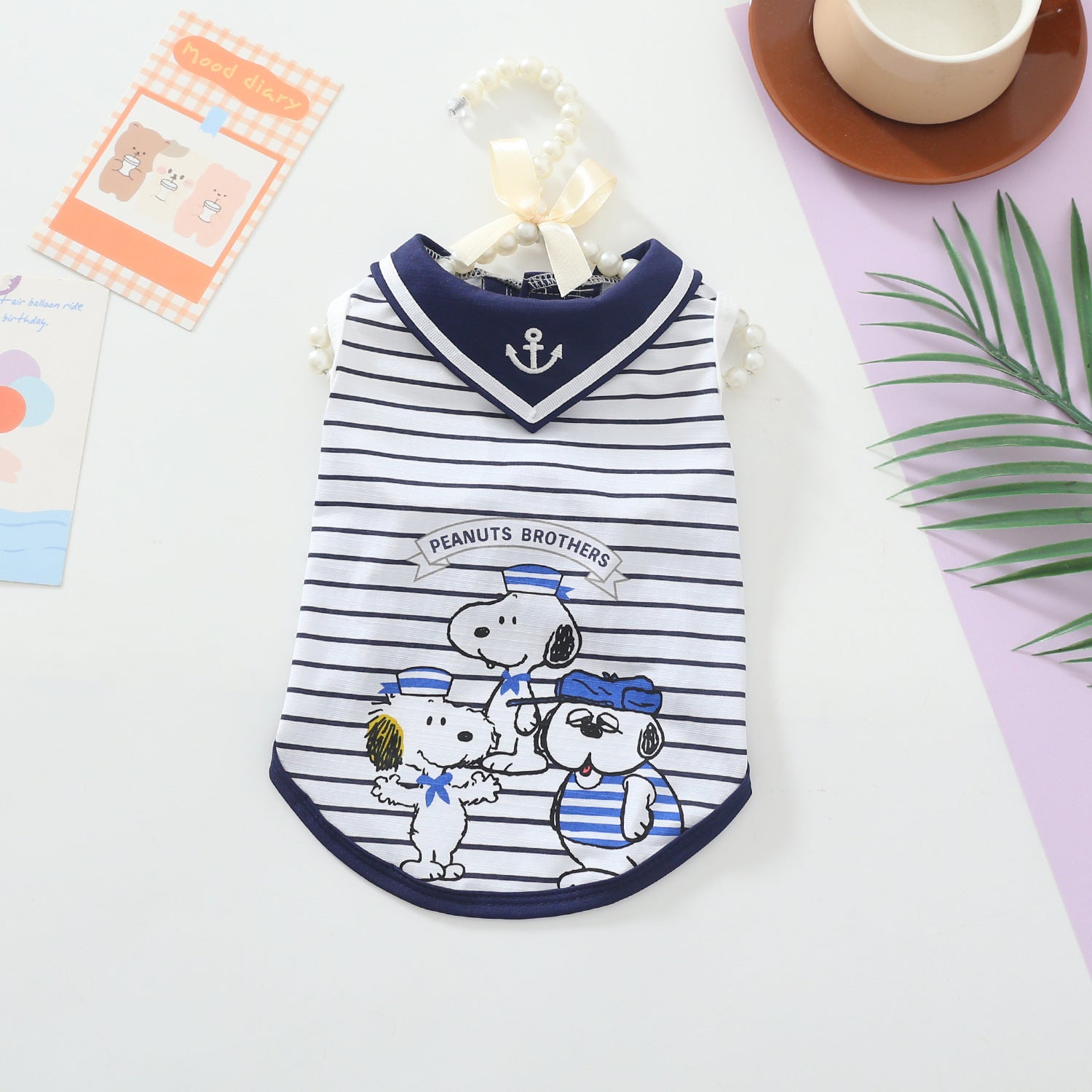 犬服 春夏 ストライプ柄 スヌーピー ワンピース タンクトップ ウェア 子犬 猫服 かわいい 柔らかい 人気 ドッグウェア ペット服 可愛い おしゃれ 抜け毛防止 お散歩服 犬洋服 女の子 男の子 ID4216