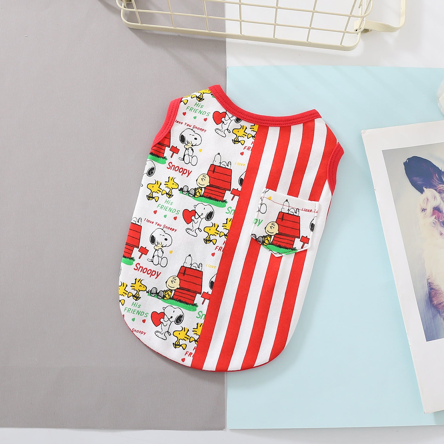 ストライプ 犬服 ペット服 ドックウェア タンクトップ ペアルック 兄妹おそろい 男の子 女の子 可愛い オシャレ ペット用 袖なし お散歩 お出かけウェア 小型犬 中型犬 インスタ映え ID4219