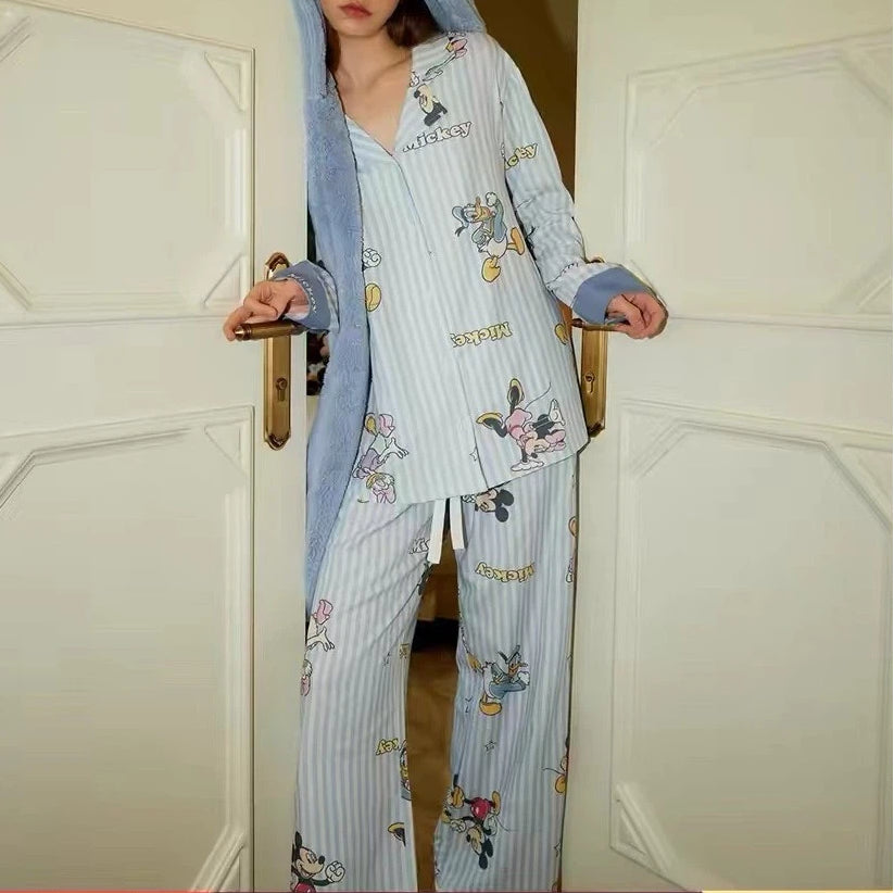 水色 ストライプ パジャマ レディース 長袖 かわいい 清新 爽やか ひんやり さらさら 肌触り お出かけにも カジュアル ルームウェア 部屋着 セットアップ 春夏 秋 おしゃれ リラックス プレゼント ID4253