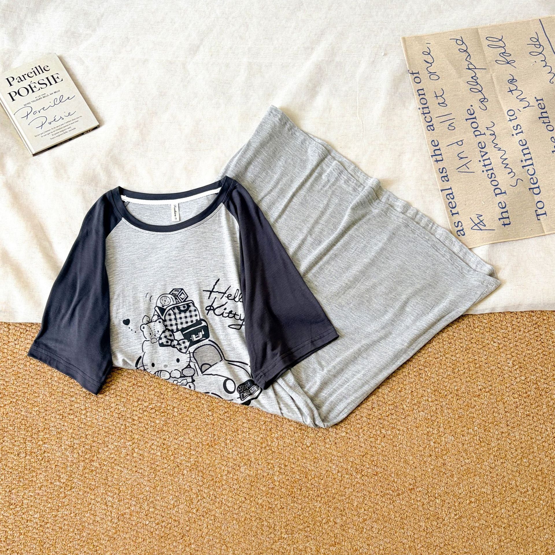 かわいい カートゥーン 快適 ゆったり キティキャット ワンピース 夏 新作 韓国風 レディース モダール素材 半袖 ルーズ パジャマ ルームウェア ID4722