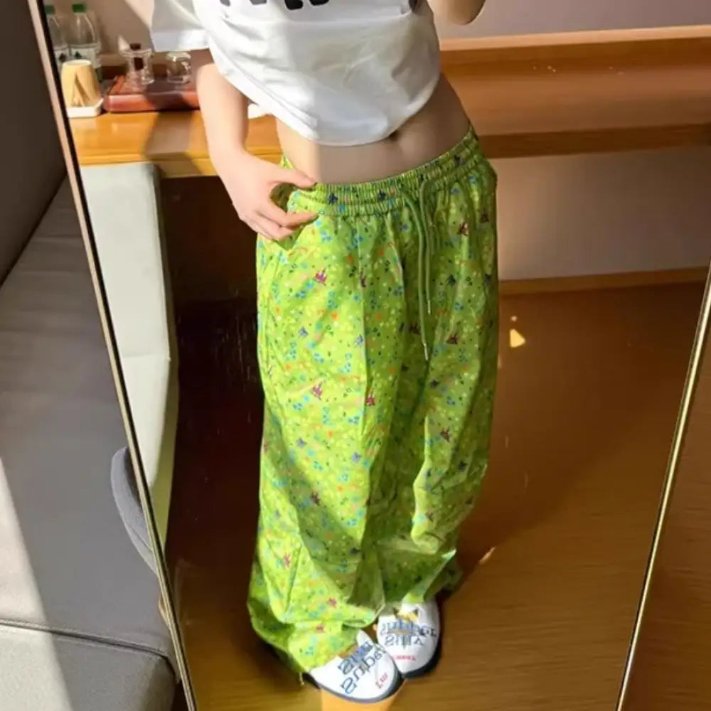 ID1543 アメリカンレトロ 小众デザイン ワイドレッグ カジュアルパンツ 男女兼用 ゆったりした ストレート ワークパンツ ロングパンツ 外出着>ボトムス