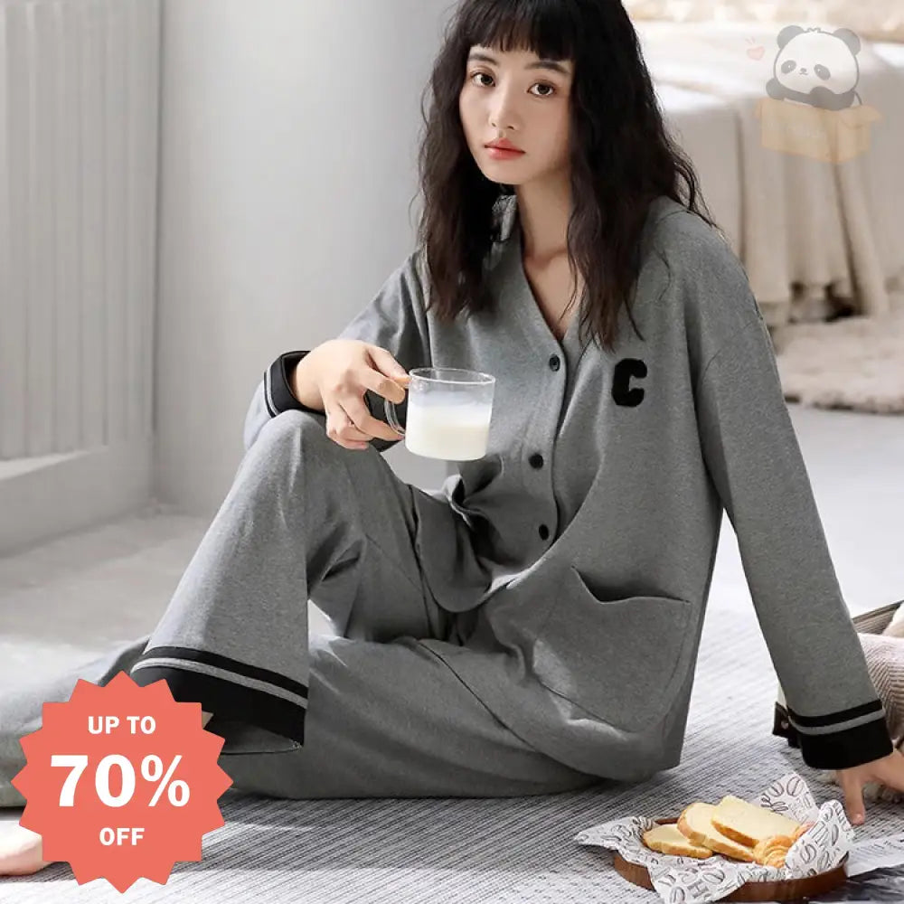 アルファベット 配色 ルームウェア シャツパジャマ 上下セット 男女兼用 パジャマ レディース かわいい 大人 レディース＞セットアップ