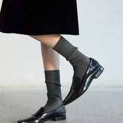 白 ソックス レディース 春秋 靴下 グレー ミドル丈 ソックス ルーズソックス アカデミック ニットソックス ID4430 グレー / フリー インテリア雑貨＞ファッション雑貨