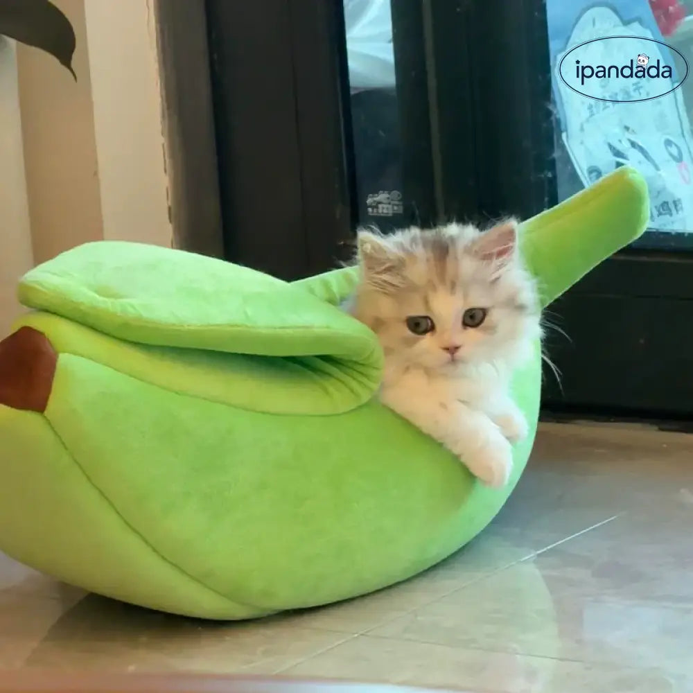 バナナ型 キャットベッド 閉鎖型 安全感 四季用 ペットベッド フリース かわいい 毛が付きにくい 小型犬用 ドッグベッド ID2444