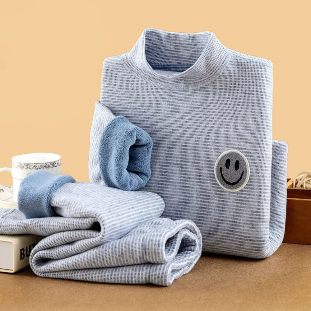 保温 ボア裏起毛 子供 セット 秋冬 厚手 ヒートテック ベビー 幼児 男の子 女の子 2点セット ID3978 グレー / 90cm