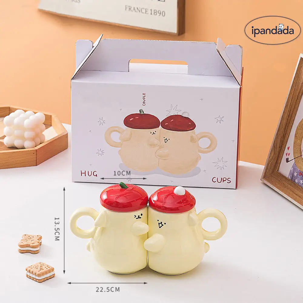 抱っこ ティッシュ カップ カップル ペアカップ セラミックカップ 蓋付き カップル用 マグカップ ギフト カップ ギフトボックス付き ID3788 写真通り インテリア雑貨＞その他