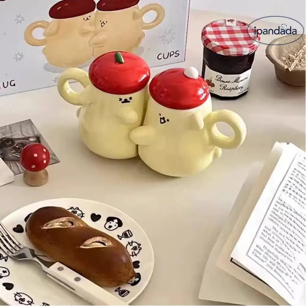 抱っこ ティッシュ カップ カップル ペアカップ セラミックカップ 蓋付き カップル用 マグカップ ギフト カップ ギフトボックス付き ID3788 写真通り インテリア雑貨＞その他