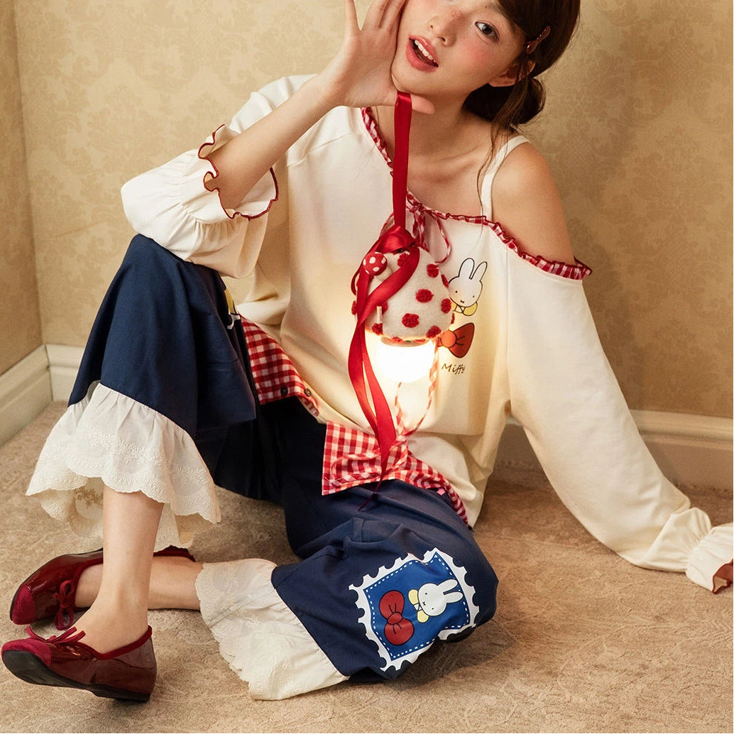 【ギフト】ミッフィー 配色 デザイン感 パジャマ レディース 長袖 やわらか 肌触り かわいい キャラクター 春秋 ルームウェア おうち時間 快適 リラックス セットアップ 部屋着 おすすめ ギフト ID4231