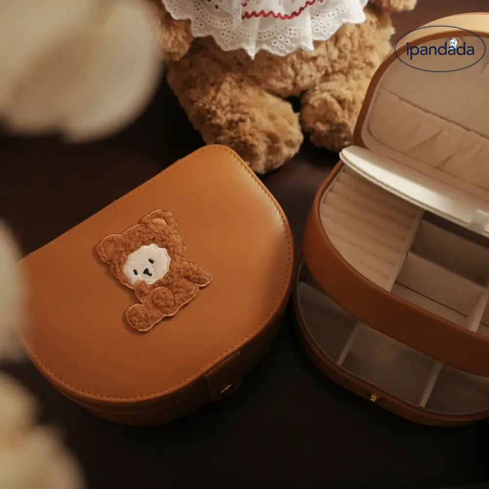 ID1199 ベア デザイン ジュエリー収納ボックス 女性用 リング ネックレス ピアス収納 かわいい プレミアム 多機能 コンパクト おしゃれ くまちゃん 3段ジュエリーボックス（17×12×8cm） インテリア雑貨＞収納雑貨