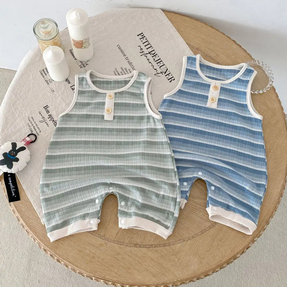 ID1749 ベビー服 ロンパース カバーオール ノースリーブ 男の子 女の子 ベビー 夏 夏服 子ども 子供 新生児 赤ちゃん ボーダー シンプル おしゃれ かわいい 出産祝い 韓国 韓国ベビー服 綿 コットン