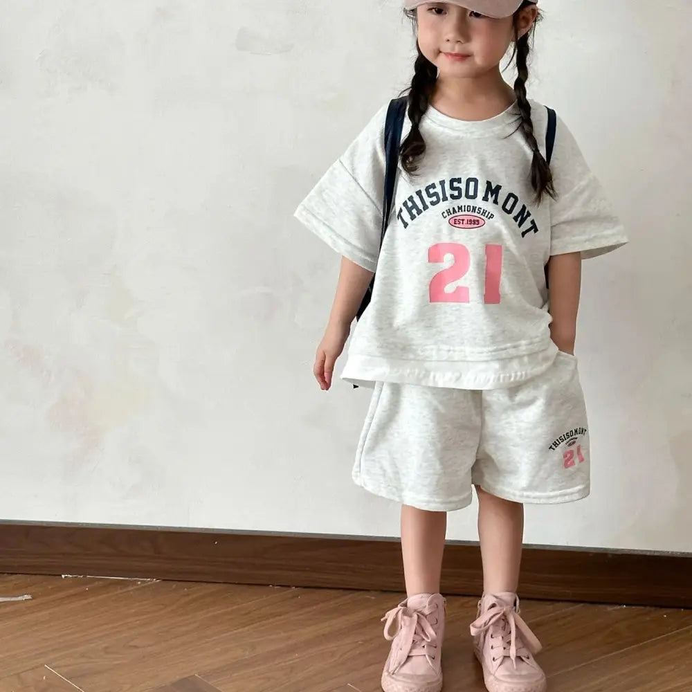 ID1744 ベビー服 子供服 セットアップ 上下セット 半袖 男の子 女の子 ベビー キッズ 夏 夏服 子ども 子供 おしゃれ かわいい セパレート 韓国 韓国ベビー服 綿 コットン 80 90 100 110 120 ベージュ
