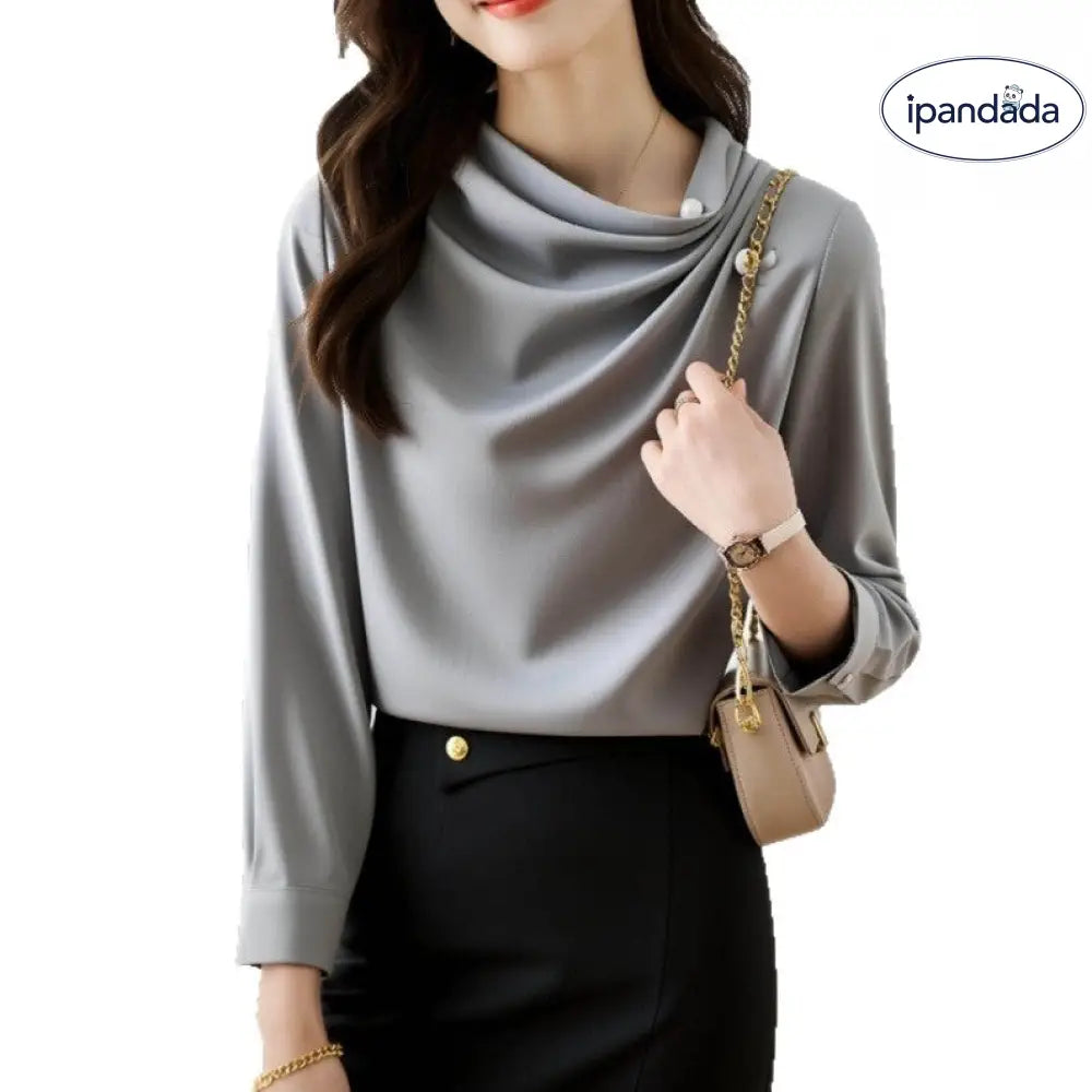 ブラウス レディース デザイン ニッチ 春秋 新作 キャリア シック 長袖 シャツ エレガント フレンチ おしゃれ トップス 上品 大人 女性 洗練 トレンド オフィス フォーマル 快適 プレミアム ID4115 外出着＞トップス