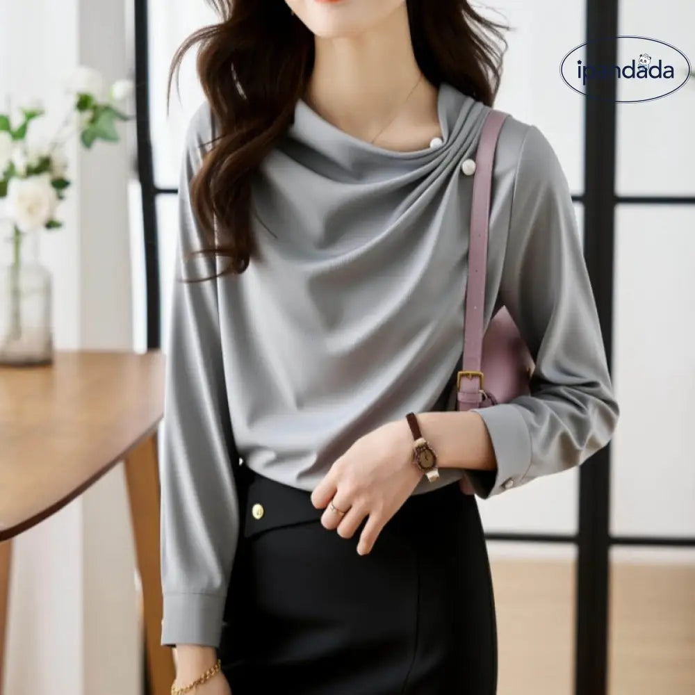 ブラウス レディース デザイン ニッチ 春秋 新作 キャリア シック 長袖 シャツ エレガント フレンチ おしゃれ トップス 上品 大人 女性 洗練 トレンド オフィス フォーマル 快適 プレミアム ID4115 外出着＞トップス