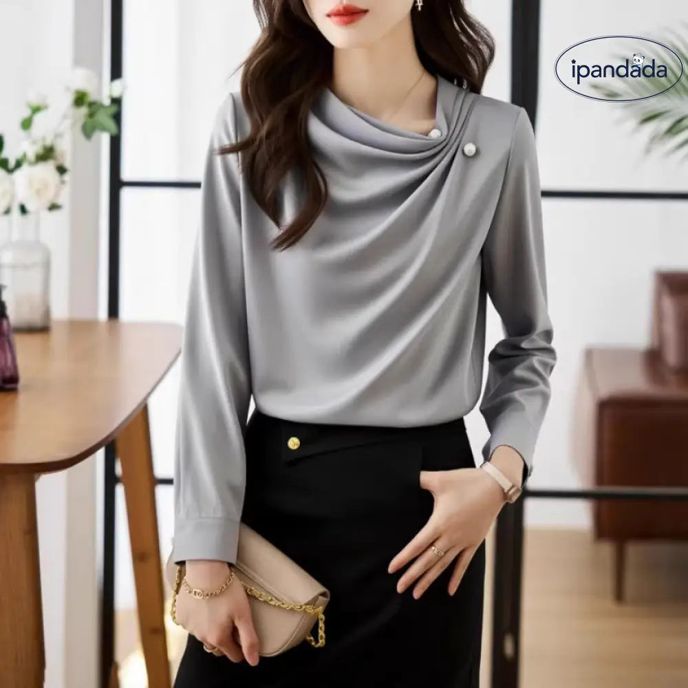 ブラウス レディース デザイン ニッチ 春秋 新作 キャリア シック 長袖 シャツ エレガント フレンチ おしゃれ トップス 上品 大人 女性 洗練 トレンド オフィス フォーマル 快適 プレミアム ID4115 外出着＞トップス