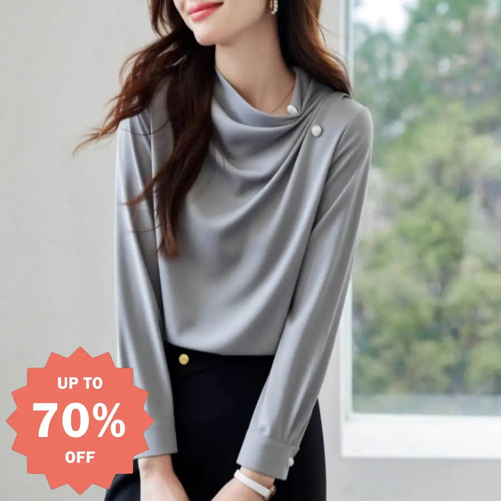 ブラウス レディース デザイン ニッチ 春秋 新作 キャリア シック 長袖 シャツ エレガント フレンチ おしゃれ トップス 上品 大人 女性 洗練 トレンド オフィス フォーマル 快適 プレミアム ID4115 写真通り / S