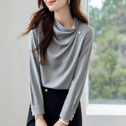 ブラウス レディース デザイン ニッチ 春秋 新作 キャリア シック 長袖 シャツ エレガント フレンチ おしゃれ トップス 上品 大人 女性 洗練 トレンド オフィス フォーマル 快適 プレミアム ID4115 写真通り / S