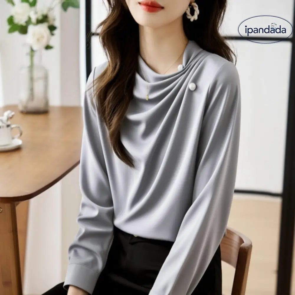 ブラウス レディース デザイン ニッチ 春秋 新作 キャリア シック 長袖 シャツ エレガント フレンチ おしゃれ トップス 上品 大人 女性 洗練 トレンド オフィス フォーマル 快適 プレミアム ID4115 外出着＞トップス