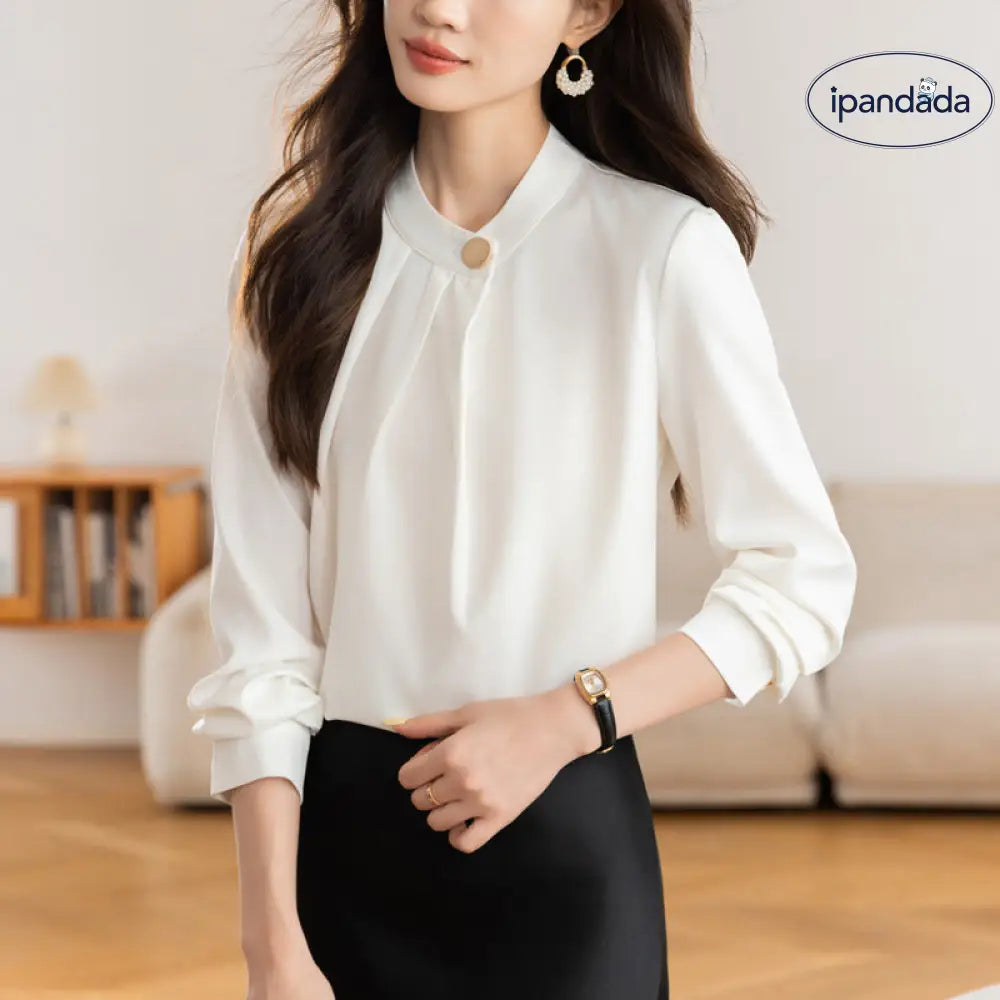 ブラウス レディース 長袖 春 新作 プルオーバー シャツ 通勤 入学式 シンプル カジュアル 若見え 上品 おしゃれ 快適 着心地 素材 シルエット 大人 女性 洗練 デイリー オフィス ID4117 外出着＞トップス