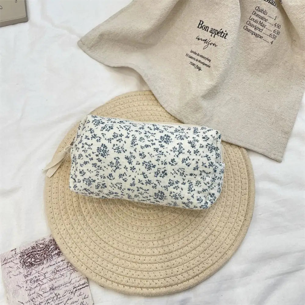 ブルーの海棠の花 化粧ポーチ 大容量 収納バッグ 外出用 旅行バッグ ハンドバッグ 洗面用具ポーチ ID2078 タイプ② / 19*9*6.5cm インテリア雑貨>ファッション雑貨