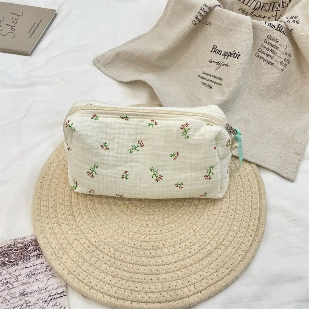 ブルーの海棠の花 化粧ポーチ 大容量 収納バッグ 外出用 旅行バッグ ハンドバッグ 洗面用具ポーチ ID2078 タイプ① / 19*9*6.5cm インテリア雑貨>ファッション雑貨