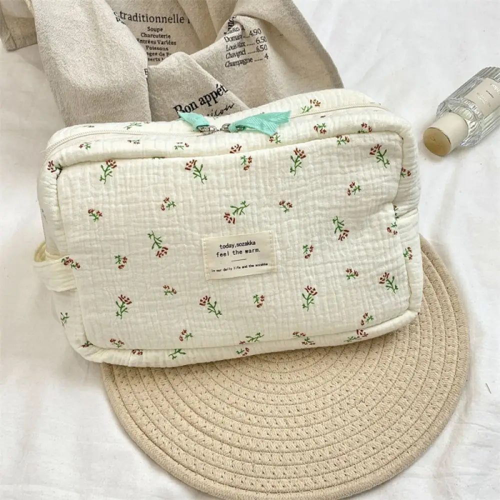 ブルーの海棠の花 化粧ポーチ 大容量 収納バッグ 外出用 旅行バッグ ハンドバッグ 洗面用具ポーチ ID2078 タイプ① / 25*12*11cm インテリア雑貨>ファッション雑貨