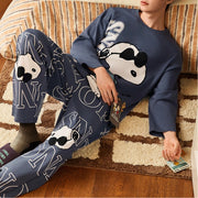 【ギフト】スヌーピー パジャマ メンズ 春 長袖 柔らか 肌触り かわいい キャラクター カジュアル 青少年 ジュニア 男子 中学生 高校生 部屋着 ルームウェア セットアップ おしゃれ リラックス プレゼント ギフト ID4242