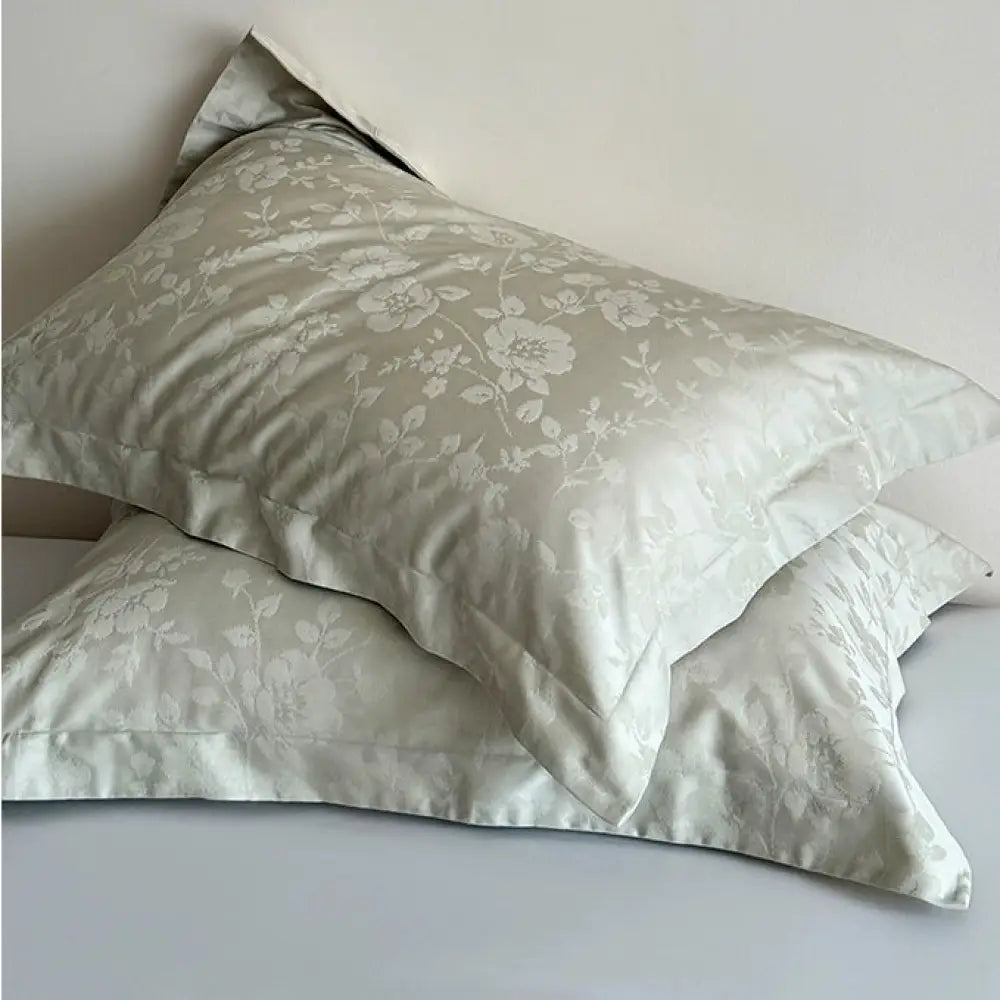 超柔らかい 肌触り 良い 長綿 枕カバー 提花 純綿 枕用カバー 家庭用 48*74cm 単品 快適 通気性が良い 高雅 シンプル ID2271 グリーン / 48*74cm 1個