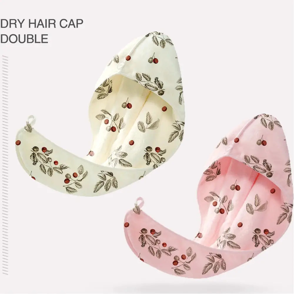 超吸水 速乾 ヘアドライキャップ レディース 新作 秋冬 可愛い ヘアタオル バスキャップ 厚手 ヘアキャップ 髪の保護 ID2051 ベージュ + ピンク インテリア雑貨>ファッション雑貨